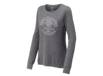 Blue long-sleeve ladies shirt written in white "Carry the future firearms" around the FN America logo