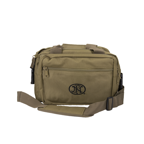 Beige Tactical Range bag with a black FN America logo printed on the side