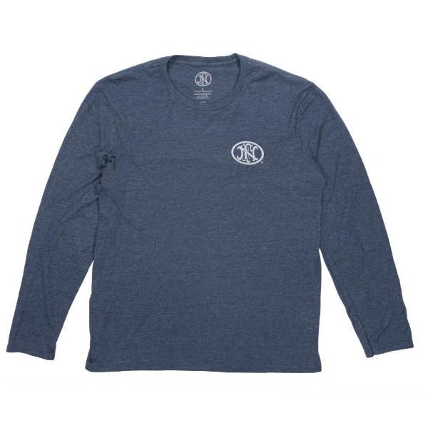 Heather Navy long sleeve shirt with 2nd defends the rest across front