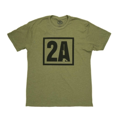 Military green tee with black 2A logo on front