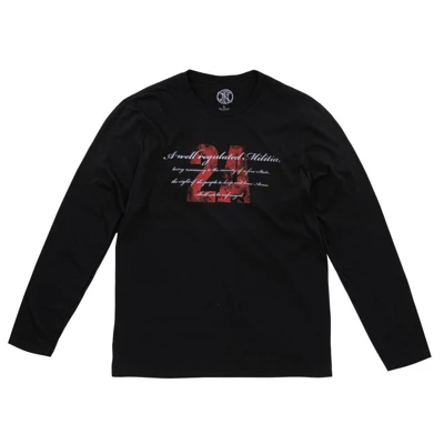 Black long sleeve shirt with red 2A symbol and white script across font