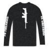 Back of the long sleeve shirt, with a white machine gun illustration on the center