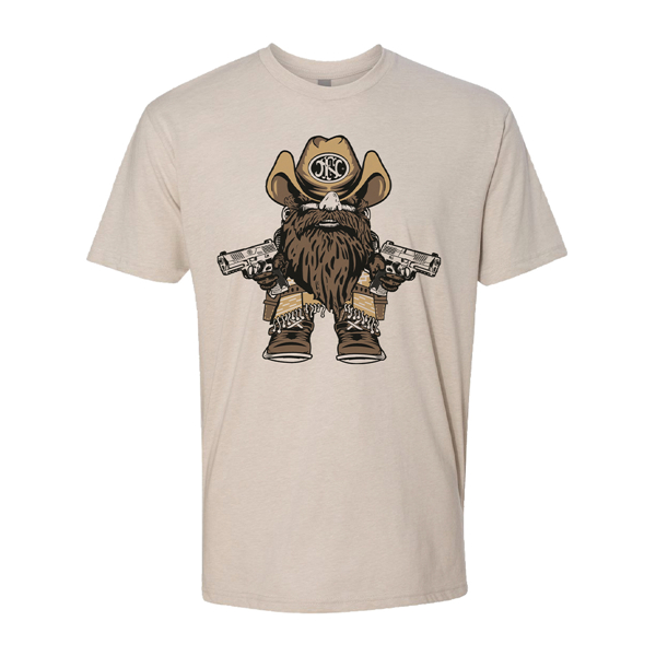 White FN Cowboy Gnome T-shirt with exclusive cowboy gnome illustration.