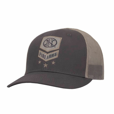 Charcoal and tan hat with FN logo and stars woven patch
